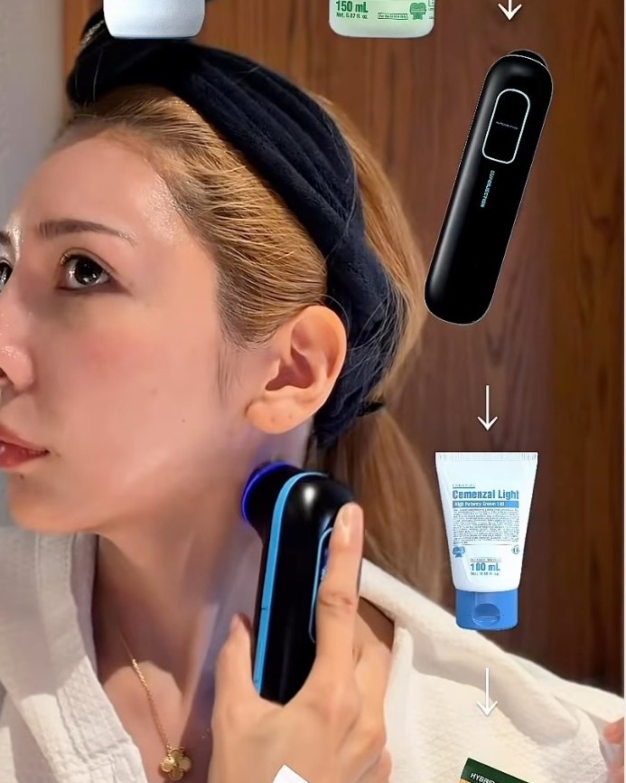 AYA が毎日のスキンケアにデバイスを使っている様子（2026年9月1日のリールより）